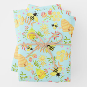 Hoja De Papel De Regalo Honey Bee Blue