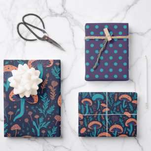 Hoja De Papel De Regalo Hongos Botánicos del Bosque Fresco Patrón
