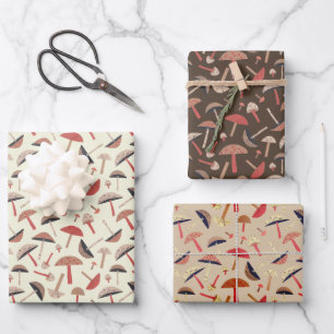Hoja De Papel De Regalo Hongos de inspiración retro inspirados en el arte