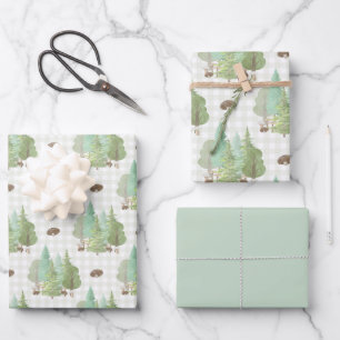 Hoja De Papel De Regalo Hongos de los árboles de los bosques verdes