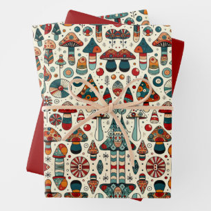 Hoja De Papel De Regalo Hongos Festivos