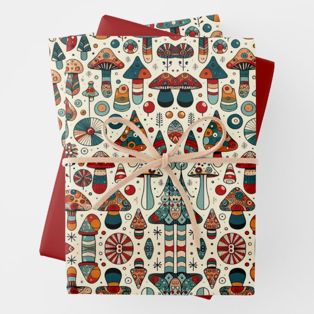 Hoja De Papel De Regalo Hongos festivos (In situ)