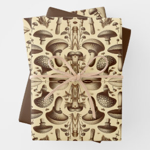 Hoja De Papel De Regalo Hongos monocromáticos