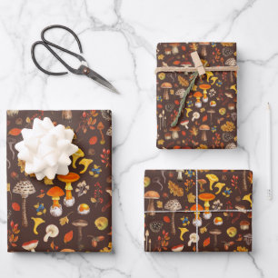 Hoja De Papel De Regalo Hongos silvestres en marrón