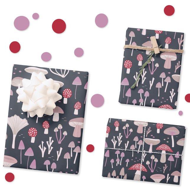 Hoja De Papel De Regalo Hongos Toadstool Mushroom (Mushroom, toadstool and fungi woodland pattern wrapping paper)