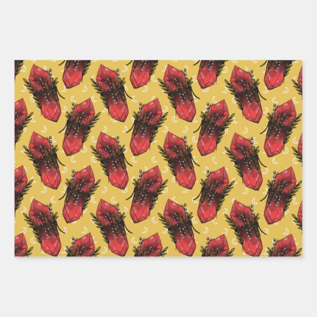 Hoja De Papel De Regalo Hongos y cristales (Anverso)