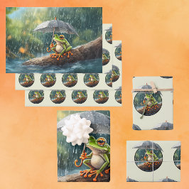 Hoja De Papel De Regalo Horrible campanilla de madera de Cottagecore Rana 