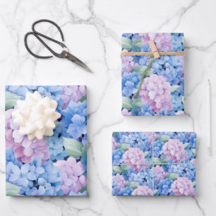 Hoja De Papel De Regalo Hortensia azul y rosa elegante
