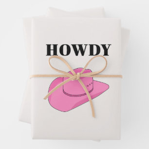 Hoja De Papel De Regalo Howdy Cowboy Gorra Pink