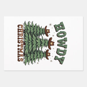 Hoja De Papel De Regalo Howdy Navidades Cactus Western Xmas