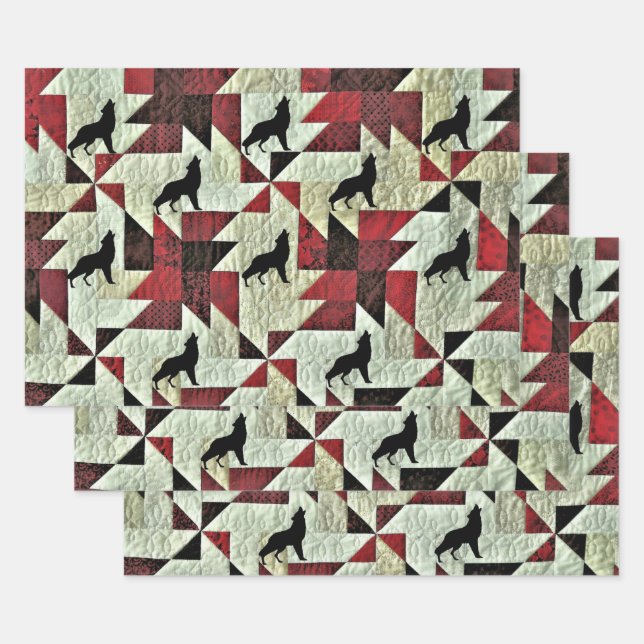 Hoja De Papel De Regalo Howling Wolf Quilt (Set)