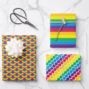 Hoja De Papel De Regalo Huelga y punto de escala de sirena arcoiris