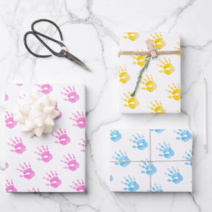 Hoja De Papel De Regalo Huellas de agua Arte Bebé Pastels Niños Diversión
