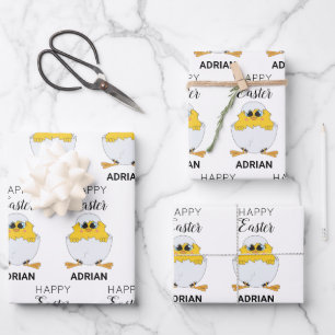 Hoja De Papel De Regalo Huevo de Semana Santa y pollo personalizados Feliz