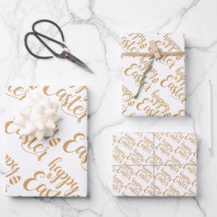 Hoja De Papel De Regalo Huevo elegante de Pascua de Primavera de Oro Feliz