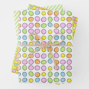 Hoja De Papel De Regalo Huevos de Pascua divertidos con patrón de rayas bl