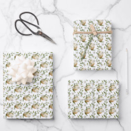 Hoja De Papel De Regalo Huevos de Pascua Floral Blancos Patterados
