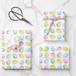 Hoja De Papel De Regalo Huevos de Pascua Pastel Patrón Colorido Acuarela