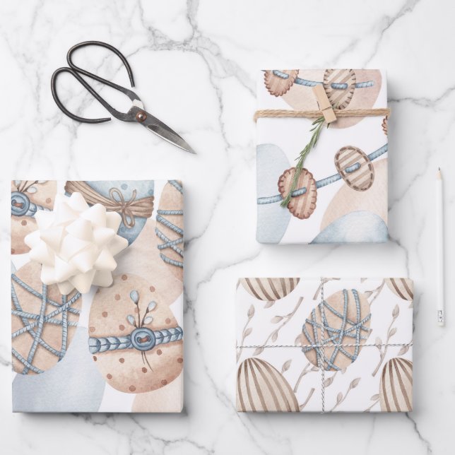 HOJA DE PAPEL DE REGALO HUEVOS PASTEL PINK & BLUE EASTER (Anverso)