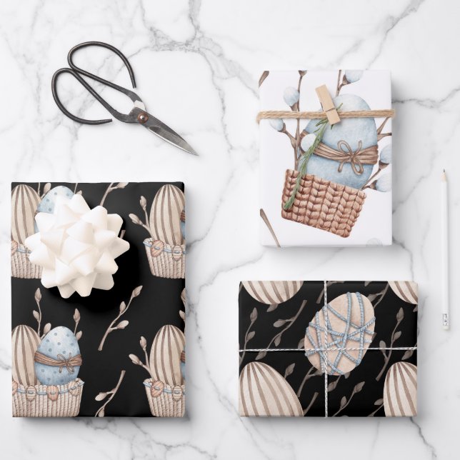 HOJA DE PAPEL DE REGALO HUEVOS PASTEL PINK & BLUE EASTER (Anverso)