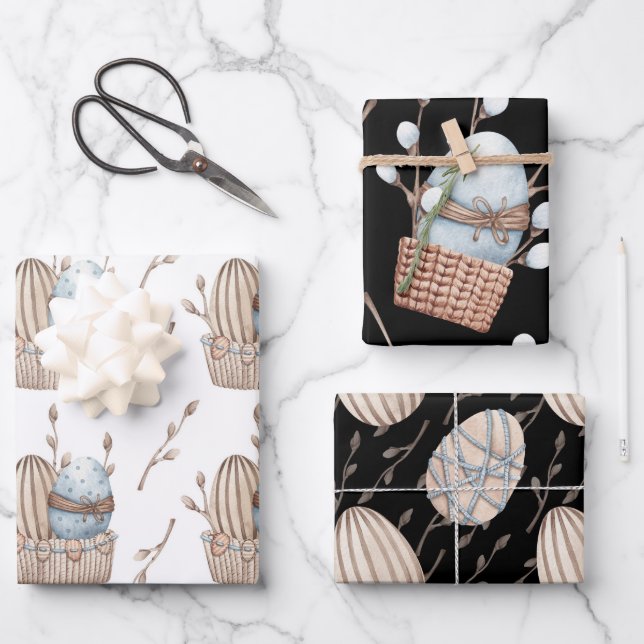 HOJA DE PAPEL DE REGALO HUEVOS PASTEL PINK & BLUE EASTER (Anverso)