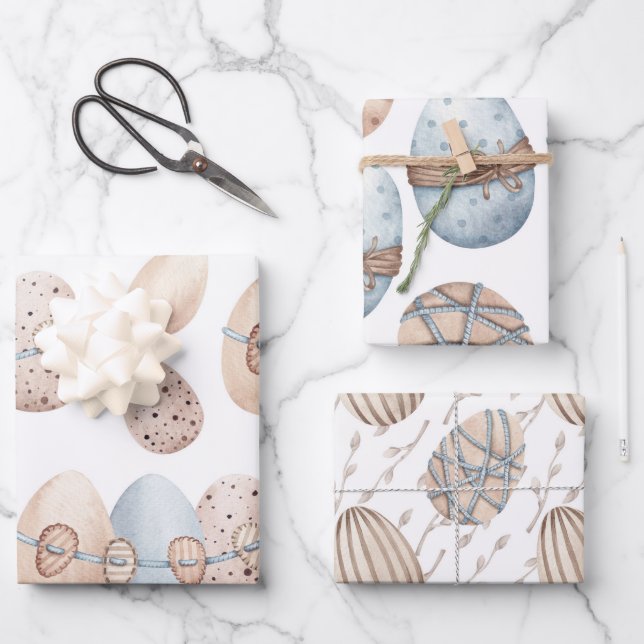 HOJA DE PAPEL DE REGALO HUEVOS PASTEL PINK & BLUE EASTER (Anverso)
