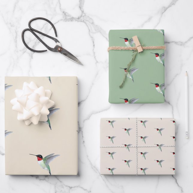 Hoja De Papel De Regalo Hummingbird (Anverso)