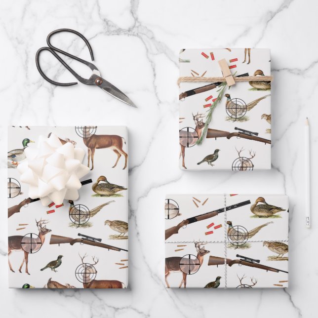 Hoja De Papel De Regalo Hunting Wildlife Outdoorsman Pattern (Anverso)