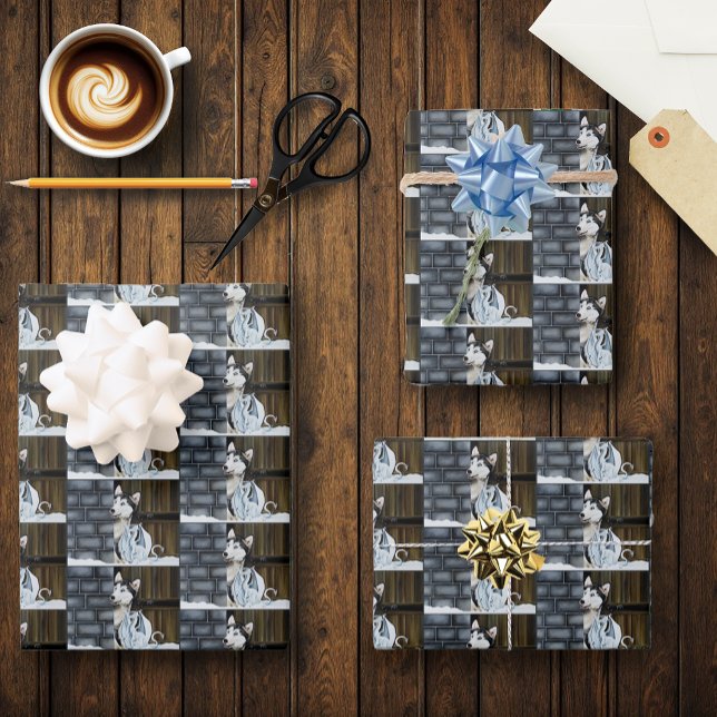 Hoja De Papel De Regalo Husky Dog White Dragon Adventure (Subido por el creador)