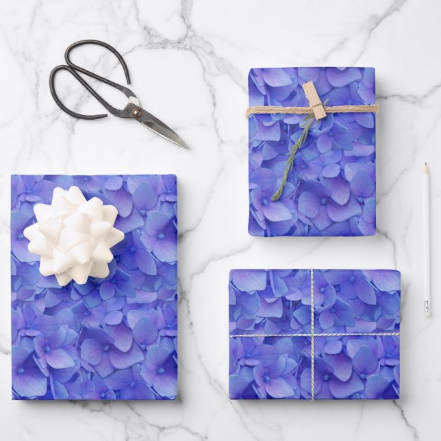 Hoja De Papel De Regalo Hydrangea Blue (Anverso)