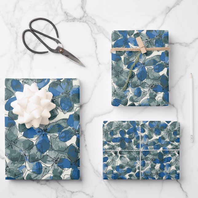 Hoja De Papel De Regalo Hydrangea Blue (Anverso)