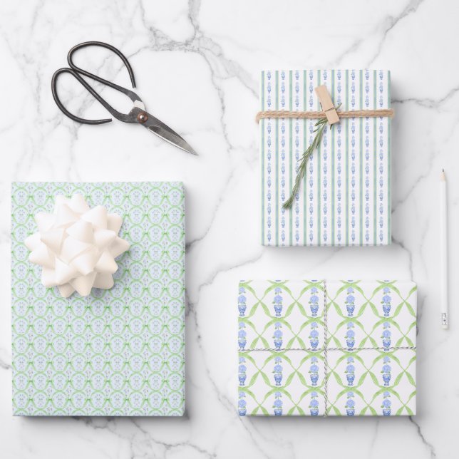 Hoja De Papel De Regalo Hydrangea Chinoiserie Grandmillennial (Anverso)