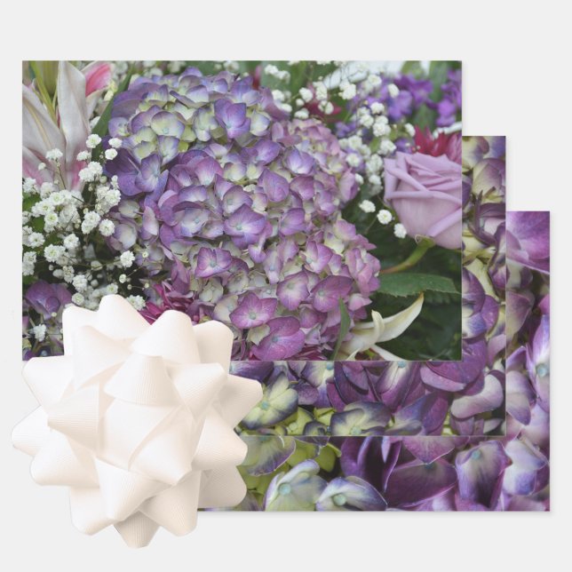 Hoja De Papel De Regalo Hydrangea Fotografía Oral Botánica Púrpura (Subido por el creador)