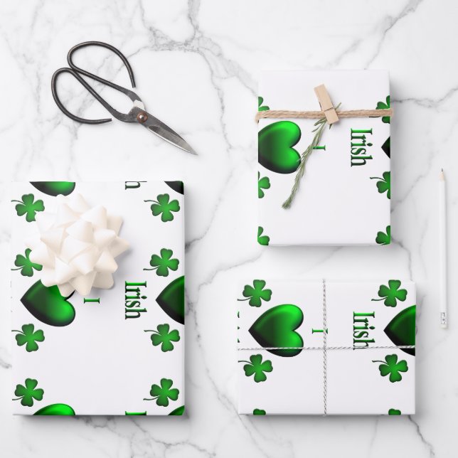 Hoja De Papel De Regalo I Heart Irish (Anverso)