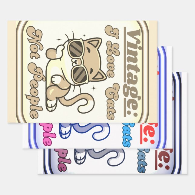 Hoja De Papel De Regalo I Love Cats,Not People  (Set)