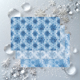 Hoja De Papel De Regalo Ice Blue Fairytale Winter Snowflakes Decoupage 