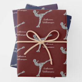 Hoja De Papel De Regalo Ice Skymer plateado de patinaje artístico sobre hi