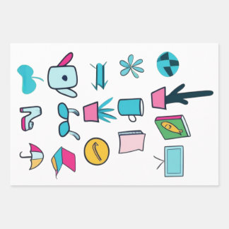 Hoja De Papel De Regalo Iconos Abstractos Coloridos Con Artículos De Diari