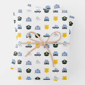 Hoja De Papel De Regalo Iconos del Departamento de Policía