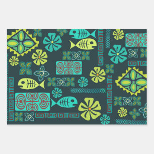 Hoja De Papel De Regalo Iconos Hawái coloridos