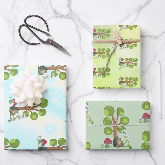 Hoja De Papel De Regalo Igel unterm Baum (Anverso)