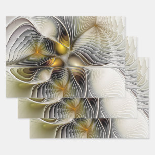 Hoja De Papel De Regalo Ilusión óptica Resumen 3D Fractal con profundidad
