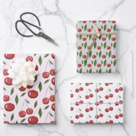 Hoja De Papel De Regalo Ilustracion acuarela de cerezas dulces