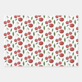 Hoja De Papel De Regalo Ilustracion acuarela de cerezas dulces