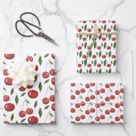 Hoja De Papel De Regalo Ilustracion acuarela de cerezas dulces