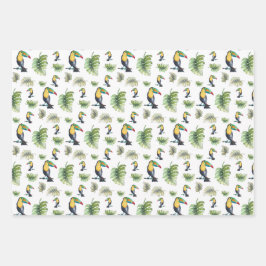 Hoja De Papel De Regalo Ilustracion acuático Toucan Exotic Monstera