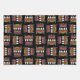 Hoja De Papel De Regalo Ilustración aislada de color de cabeza de demonio