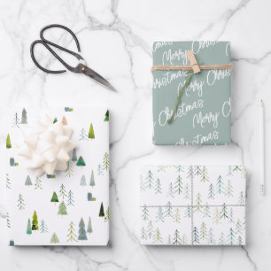 Hoja De Papel De Regalo Ilustracion de árboles de Navidad