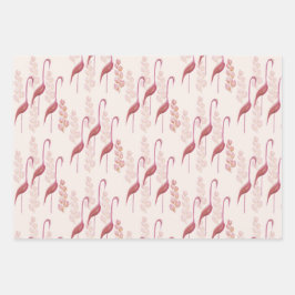 Hoja De Papel De Regalo Ilustracion de color de agua rosa elegante Flaming