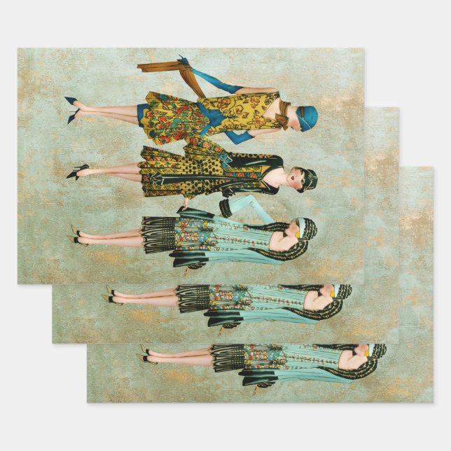 Hoja De Papel De Regalo Ilustracion de moda de los años 30 (Set)